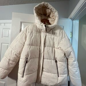 ZeroXposur Ivory Puffer Jacket Womens Sz XL zip and snap front closure EUC